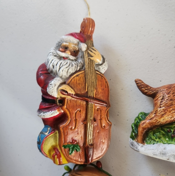 Vintage Plastic Blow Mold Christmas Tree Ornaments Santa Novelty Lot Of 4 Kitsch - Picture 4 of 8